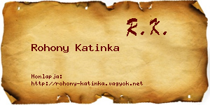 Rohony Katinka névjegykártya